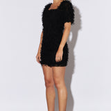Mesh Trimmed Fitted Mini Dress