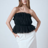 Strapless Tulle Peplum Top