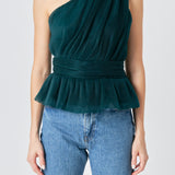 Tulle One Shoulder Top