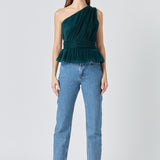 Tulle One Shoulder Top