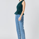 Tulle One Shoulder Top