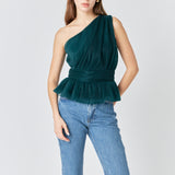 Tulle One Shoulder Top