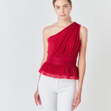 Tulle One Shoulder Top