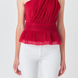 Tulle One Shoulder Top