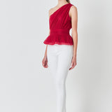 Tulle One Shoulder Top