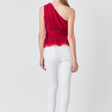 Tulle One Shoulder Top