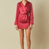 Long Sleeve Satin Mini Dress