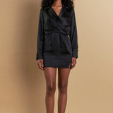 Long Sleeve Satin Mini Dress