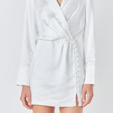 Long Sleeve Satin Mini Dress