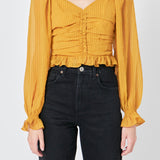 Chiffon Gridded Ruched Top