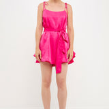 Spaghetti Tie Belted Romper Dress