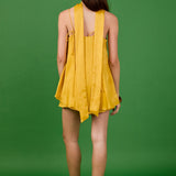 Spaghetti Tie Belted Romper Dress