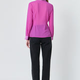 Front Ruched Chiffon Blouse