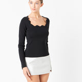 Faux Leather Front Slits Skort