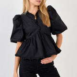 Puff Sleeve Peplum Top