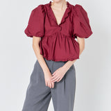 Puff Sleeve Peplum Top