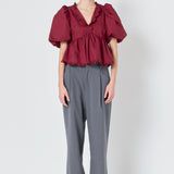 Puff Sleeve Peplum Top
