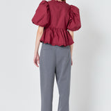 Puff Sleeve Peplum Top