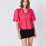 Puff Sleeve Peplum Top