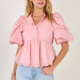 Puff Sleeve Peplum Top