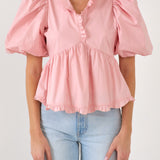 Puff Sleeve Peplum Top