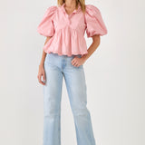 Puff Sleeve Peplum Top
