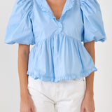 Puff Sleeve Peplum Top