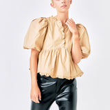 Puff Sleeve Peplum Top