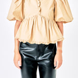 Puff Sleeve Peplum Top