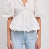Puff Sleeve Peplum Top