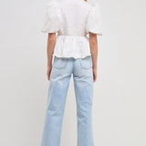 Puff Sleeve Peplum Top