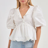 Puff Sleeve Peplum Top