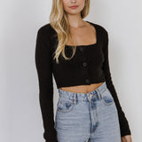 Cropped Knit Cardigan