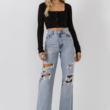 Cropped Knit Cardigan