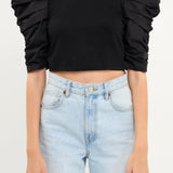 Mixed Media Puff Sleeve Top