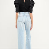 Mixed Media Puff Sleeve Top