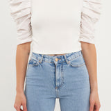 Mixed Media Puff Sleeve Top