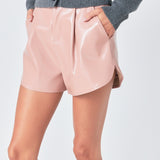 High-Waisted Faux Leather Shorts