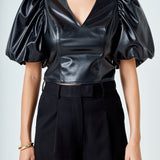 Pu Puff Sleeve Top