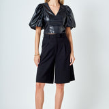 Pu Puff Sleeve Top