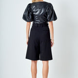 Pu Puff Sleeve Top