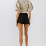 Pu Puff Sleeve Top