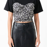 Leopard Shirred Cropped Top