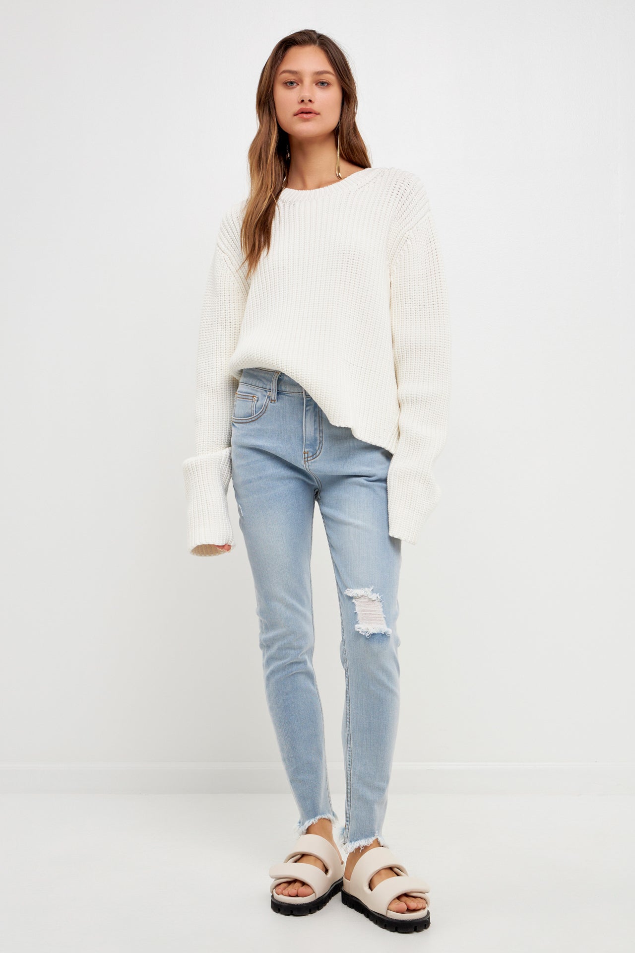 GREY LAB-Destroyed Skinny Jeans-JEANS available at Objectrare