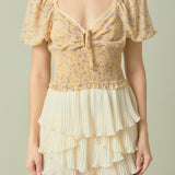 Floral Chiffon Lace Trim Top