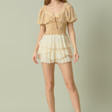 Floral Chiffon Lace Trim Top