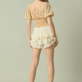 Floral Chiffon Lace Trim Top