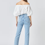 Cropped V-neckline Puff Top