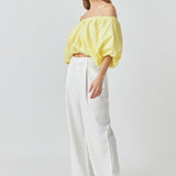 Cropped V-neckline Puff Top