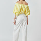 Cropped V-neckline Puff Top